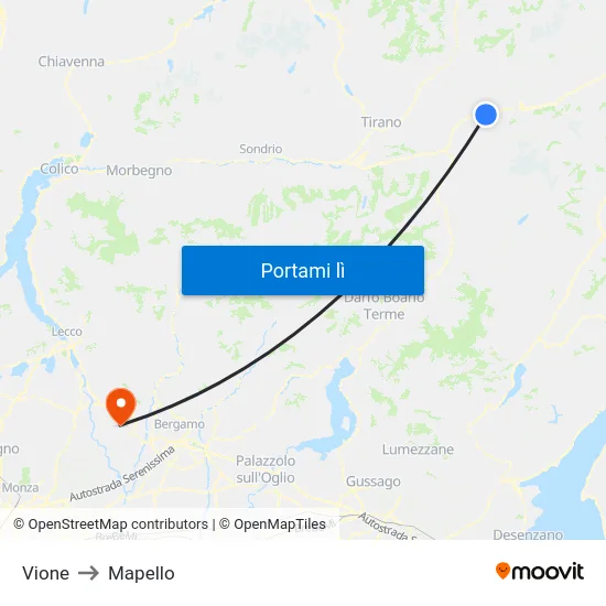 Vione to Mapello map