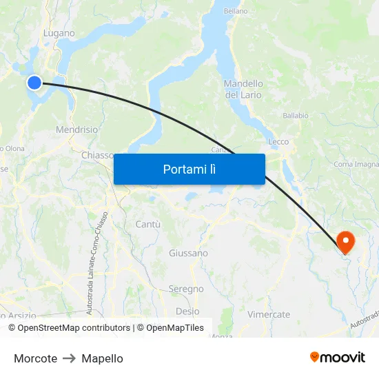 Morcote to Mapello map