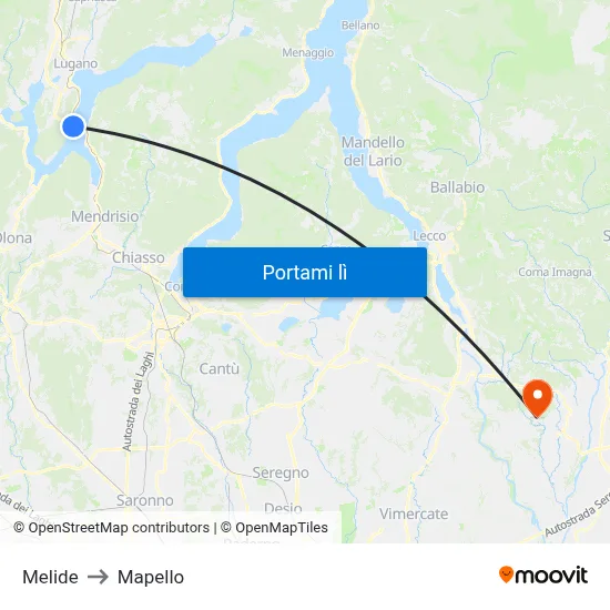 Melide to Mapello map