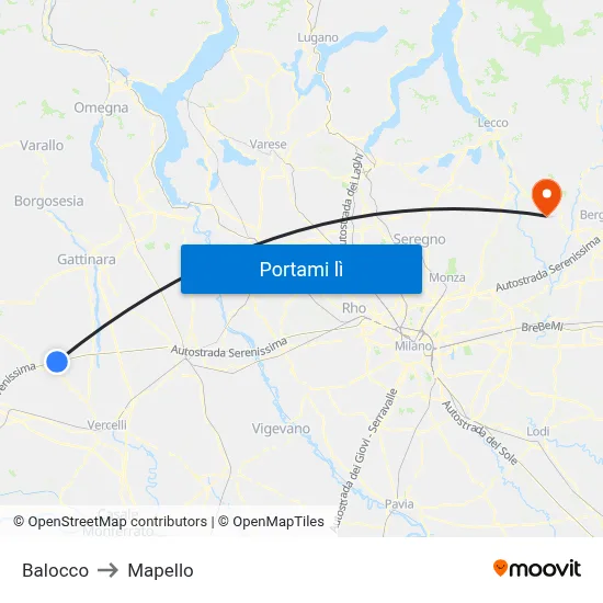 Balocco to Mapello map