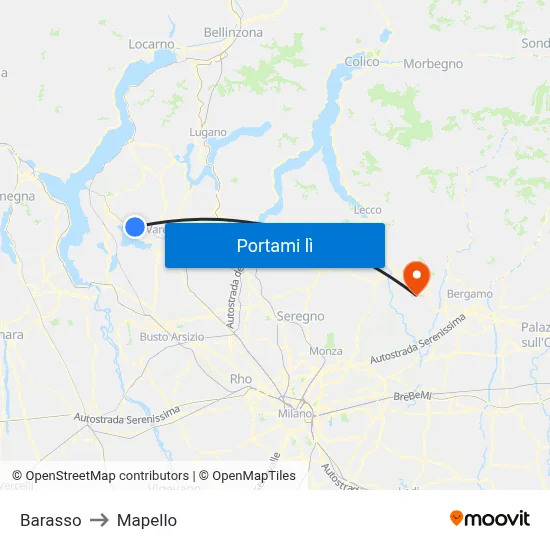 Barasso to Mapello map