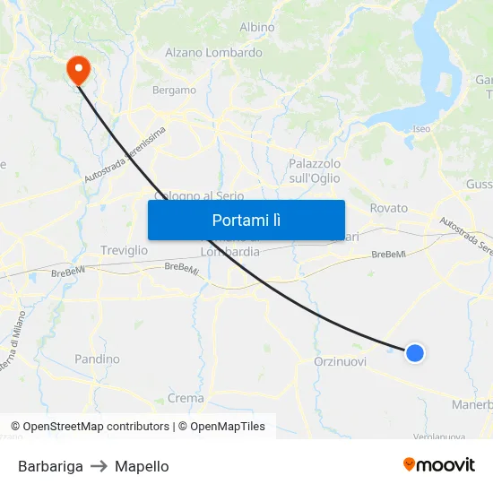 Barbariga to Mapello map
