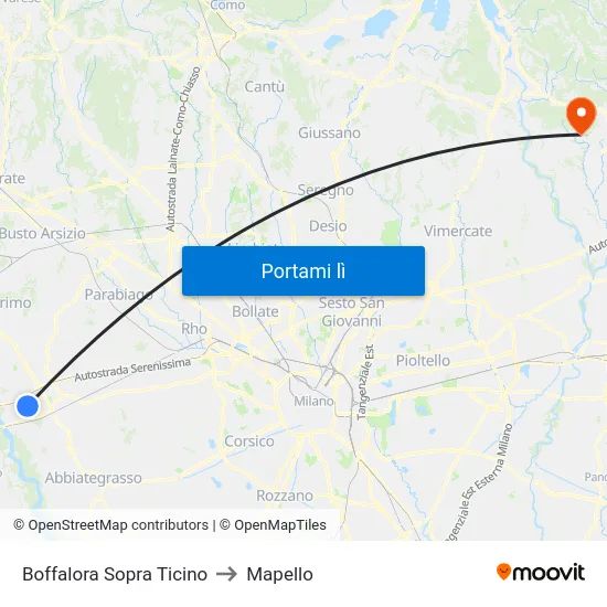Boffalora Sopra Ticino to Mapello map