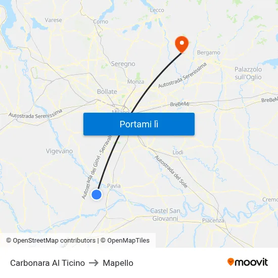 Carbonara Al Ticino to Mapello map