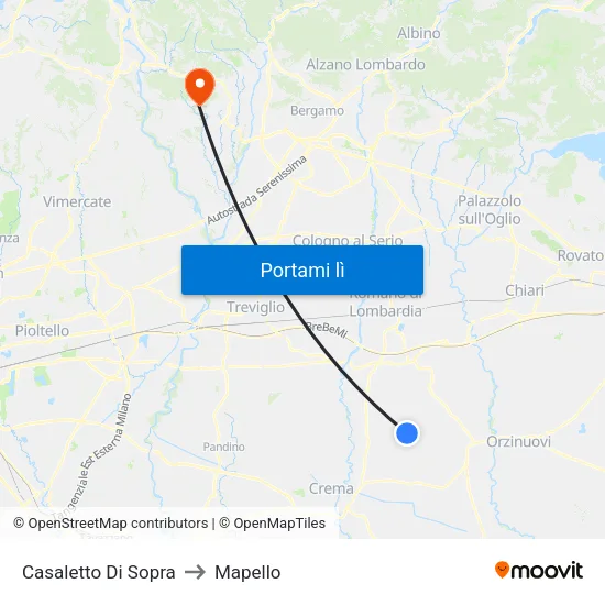 Casaletto Di Sopra to Mapello map