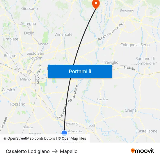 Casaletto Lodigiano to Mapello map