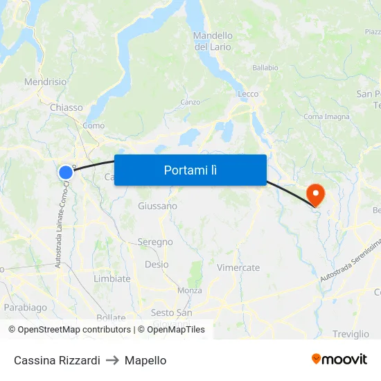 Cassina Rizzardi to Mapello map