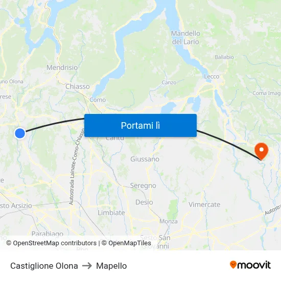 Castiglione Olona to Mapello map