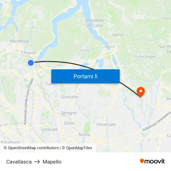 Cavallasca to Mapello map