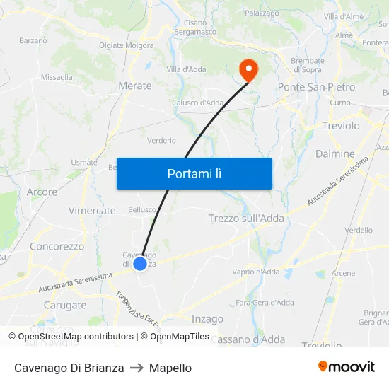 Cavenago Di Brianza to Mapello map