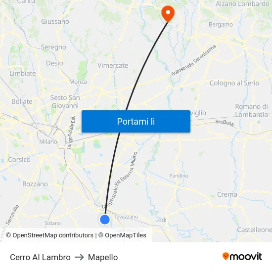 Cerro Al Lambro to Mapello map