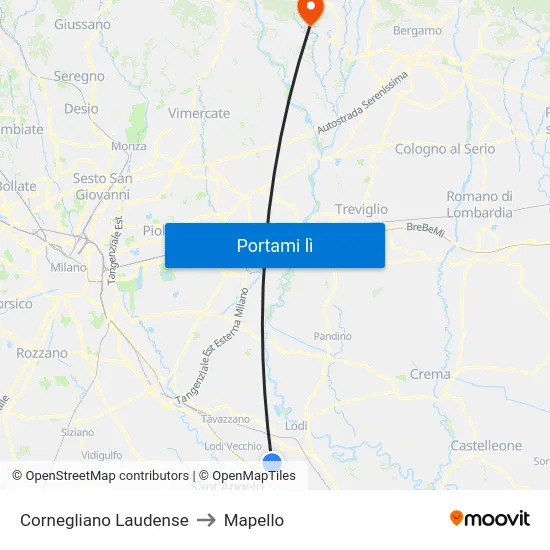Cornegliano Laudense to Mapello map