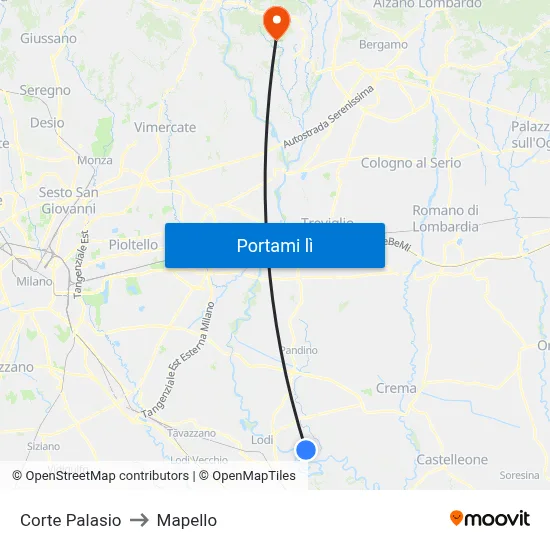 Corte Palasio to Mapello map