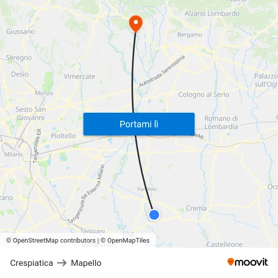 Crespiatica to Mapello map