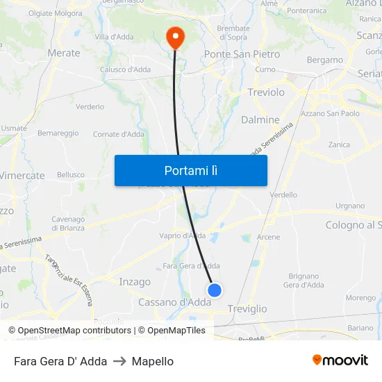 Fara Gera D' Adda to Mapello map