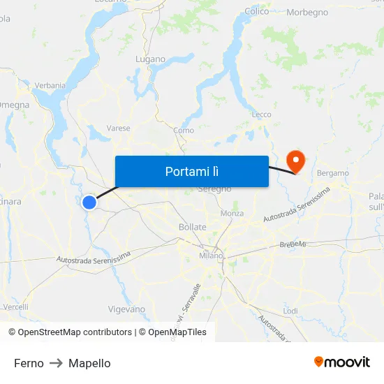 Ferno to Mapello map