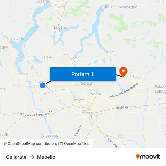 Gallarate to Mapello map
