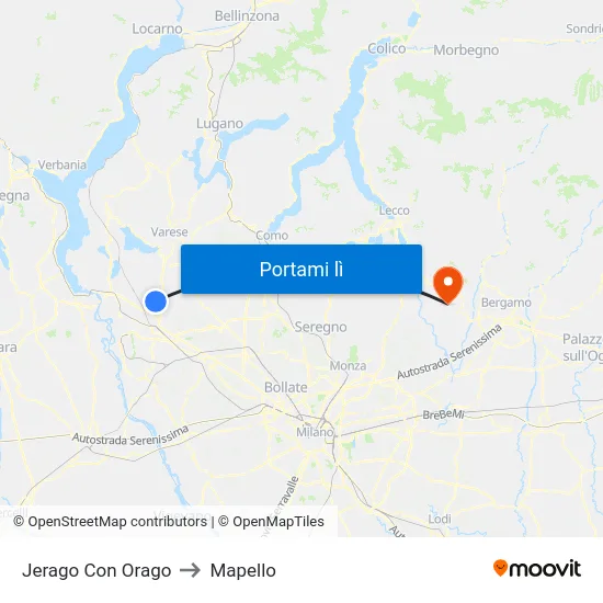 Jerago Con Orago to Mapello map