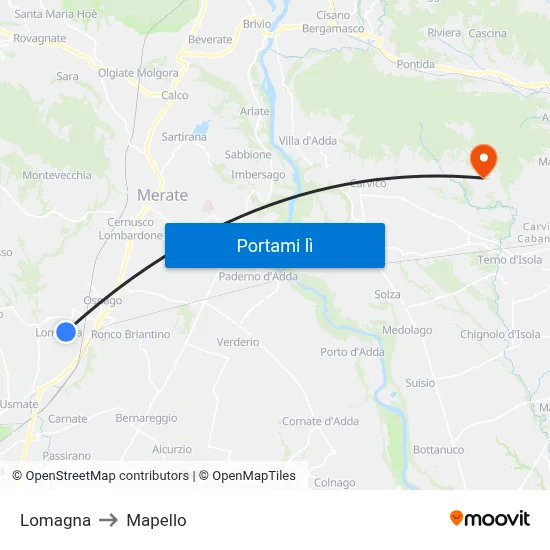 Lomagna to Mapello map