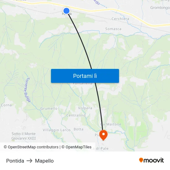 Pontida to Mapello map