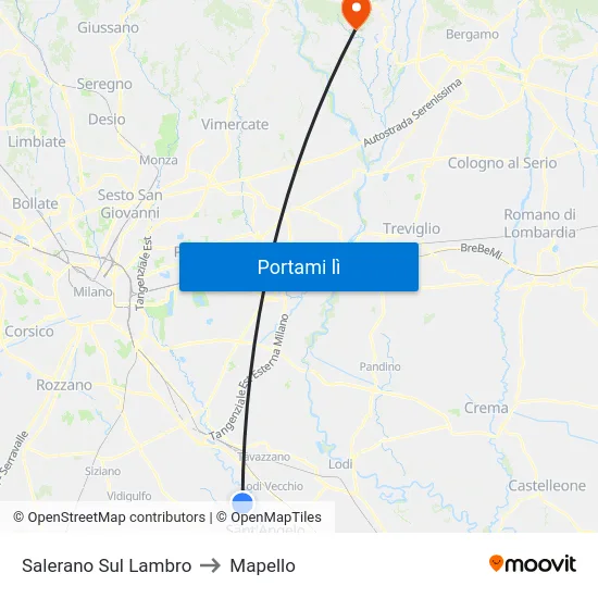 Salerano Sul Lambro to Mapello map