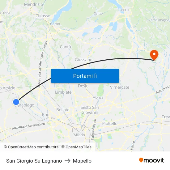 San Giorgio Su Legnano to Mapello map