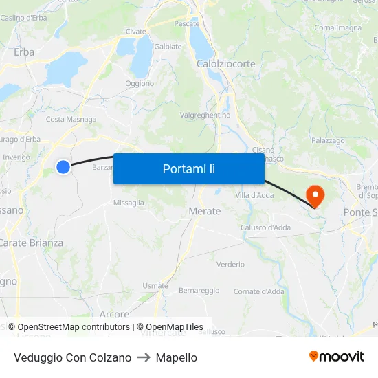 Veduggio Con Colzano to Mapello map