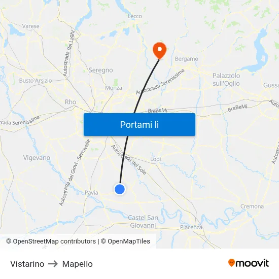 Vistarino to Mapello map