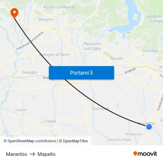 Manerbio to Mapello map