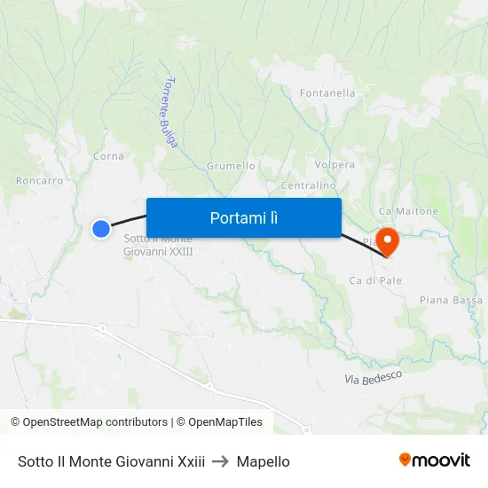 Sotto Il Monte Giovanni Xxiii to Mapello map
