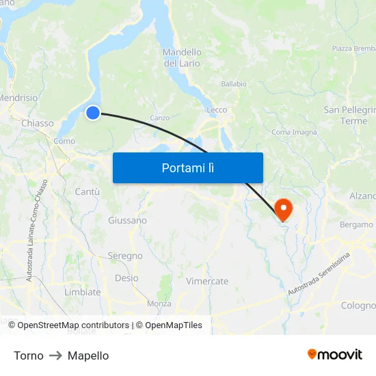 Torno to Mapello map