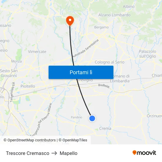 Trescore Cremasco to Mapello map