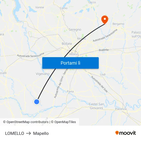 LOMELLO to Mapello map