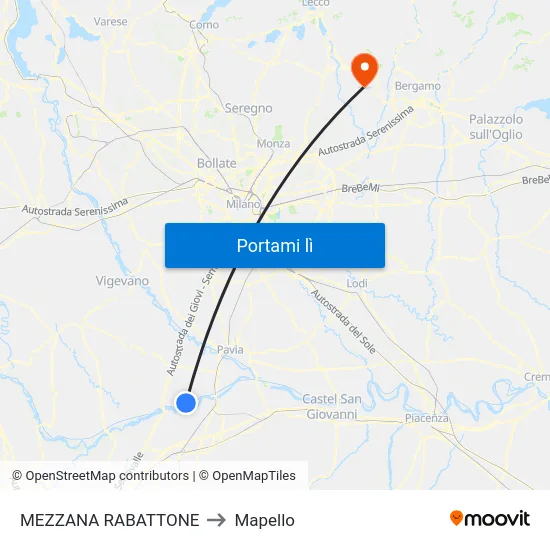 MEZZANA RABATTONE to Mapello map
