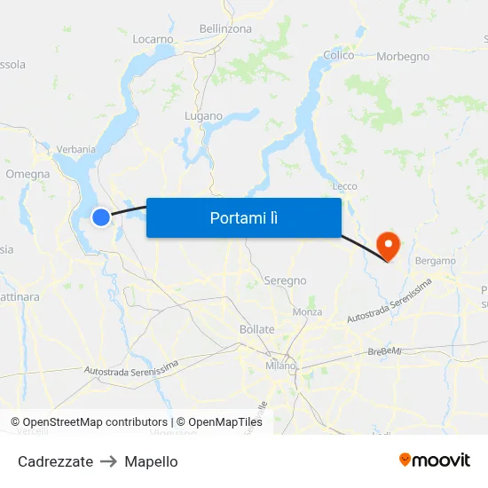 Cadrezzate to Mapello map