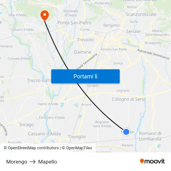 Morengo to Mapello map