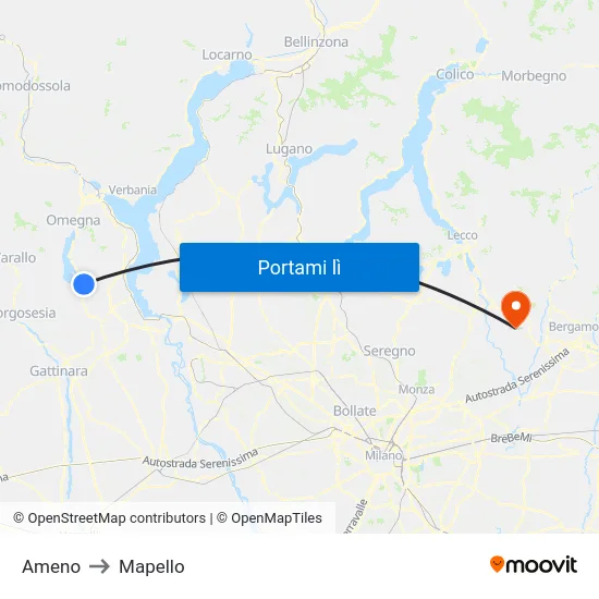 Ameno to Mapello map