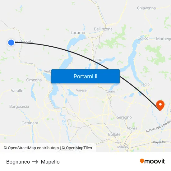 Bognanco to Mapello map