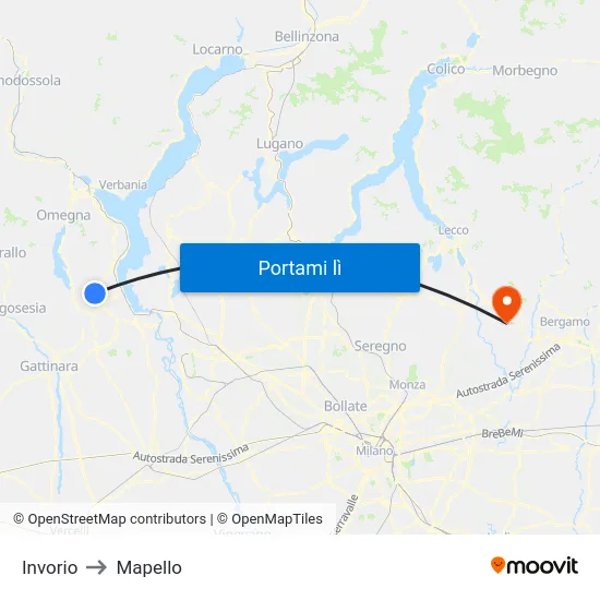 Invorio to Mapello map