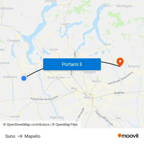 Suno to Mapello map