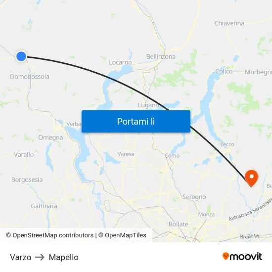 Varzo to Mapello map