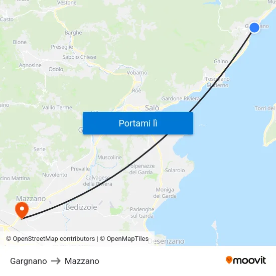 Gargnano to Mazzano map