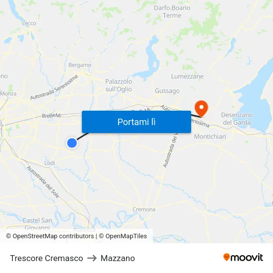 Trescore Cremasco to Mazzano map