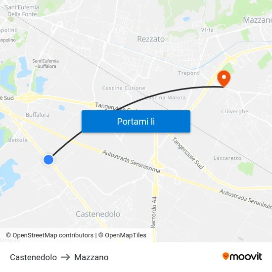 Castenedolo to Mazzano map