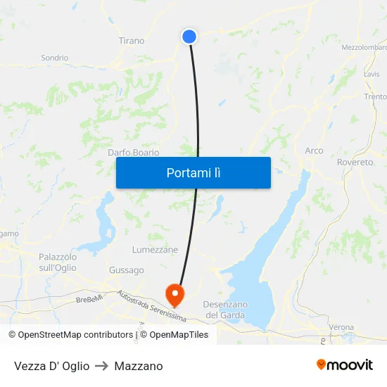 Vezza D' Oglio to Mazzano map