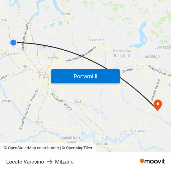 Locate Varesino to Milzano map