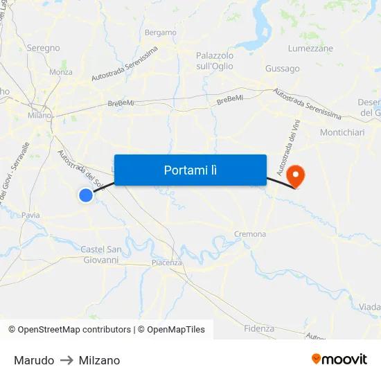 Marudo to Milzano map