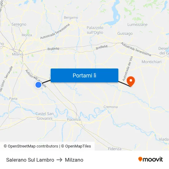 Salerano Sul Lambro to Milzano map