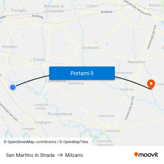 San Martino In Strada to Milzano map