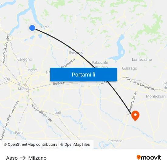 Asso to Milzano map